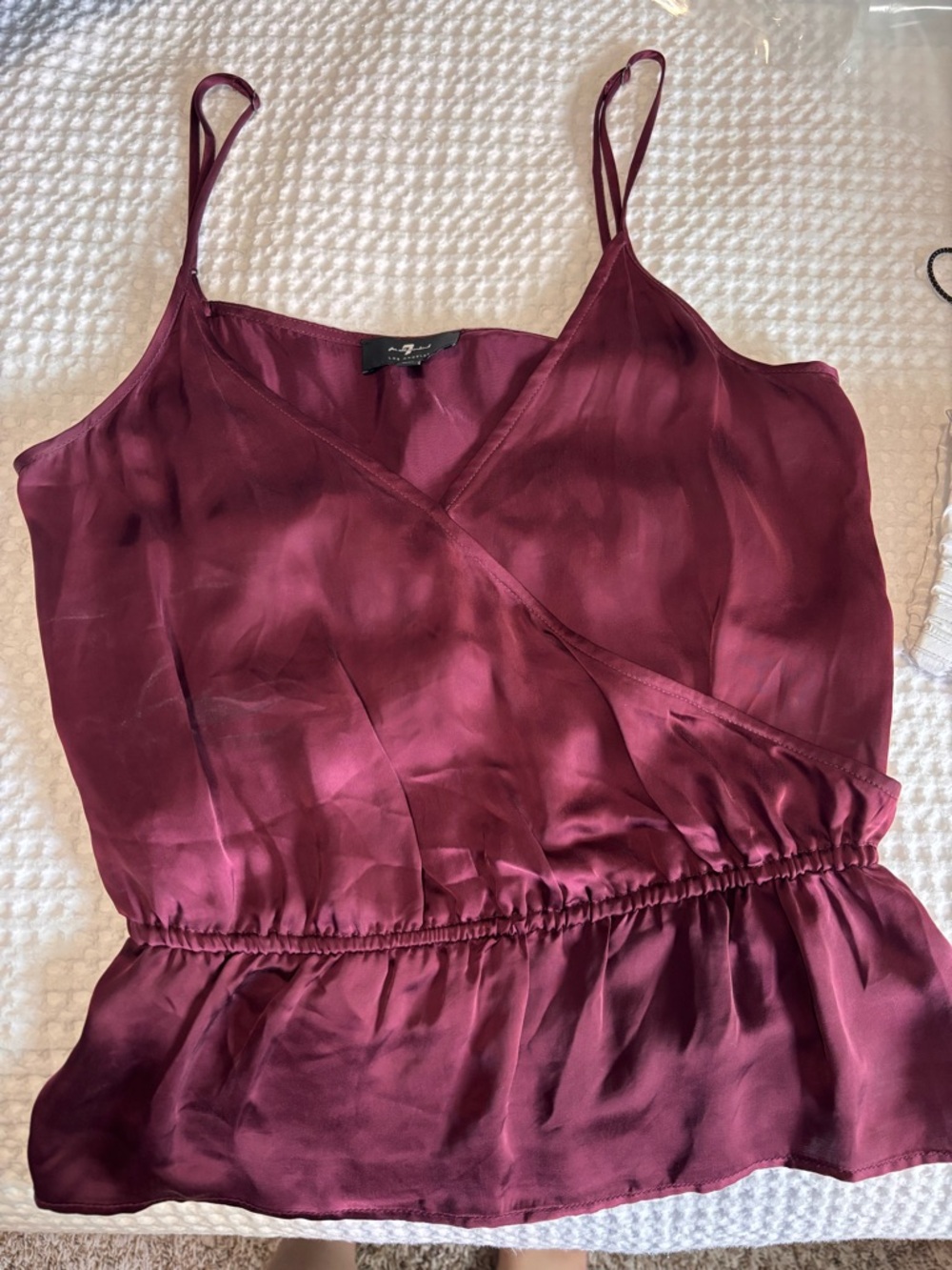 7 For All Mankind Burgundy Satin Wrap Cami